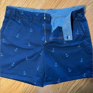 Nautical Navy Blue Shorts with Anchor Print Size 12 EUC